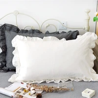 korean style 100 cotton double layer ruffle pillowcase princess pillow cover protector bedding accessory 4874cm pillow case