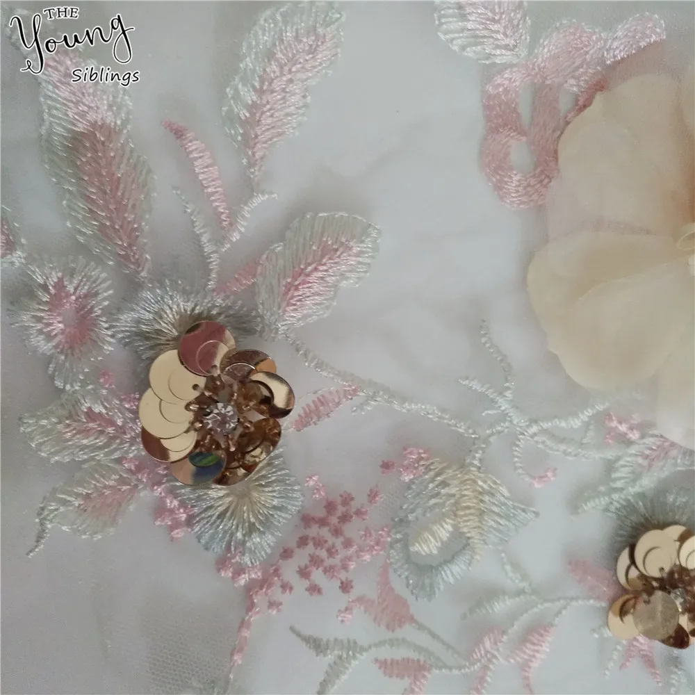 Женская мода вышивка аппликация 3D кружевной воротник Тюль Блестки шитье вырез