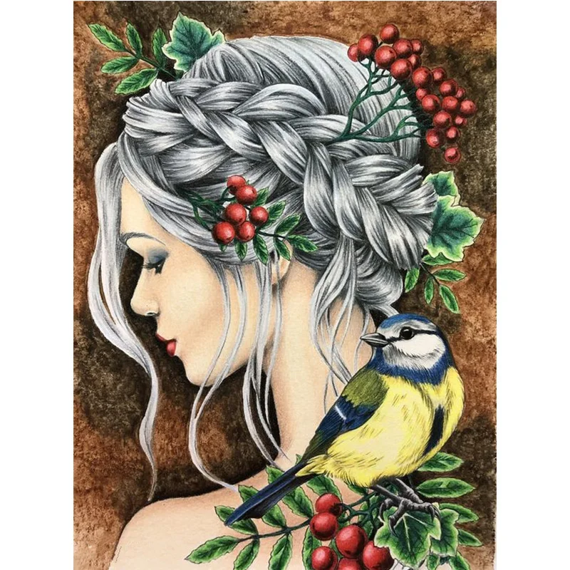 

Full Square 5D DIY Diamond Painting Woman with Flowers Embroidery Cross Stitch Rhinestone Mosaic Painting