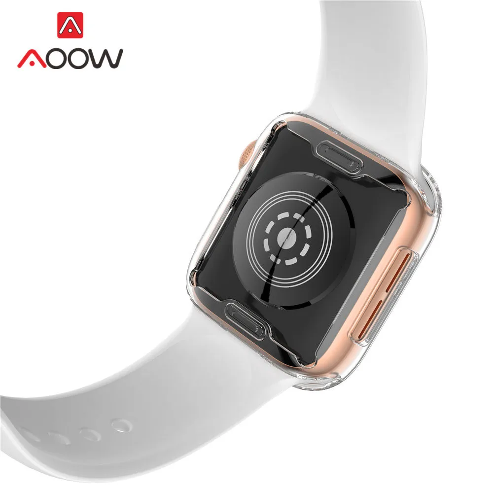 Мягкий ТПУ защитный чехол для экрана iWatch Apple Watch 2 3 4 40 мм 44 мм 38 мм 42 мм прозрачный 360 градусов Полная защита крышка ремешок