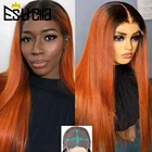 Прямые волосы Омбре имбирного оранжевого цвета человеческие волосы парики перуанские предварительно выщипанные Remy 4x4 человеческие волосы парики для женщин человеческие волосы Estrella
