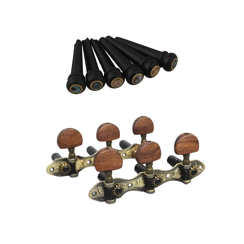 

Набор из 6 шт. черных эбеновых булавок для коридора и 2 шт. головок для гитарных станков, ключи-колышки для тюнинга