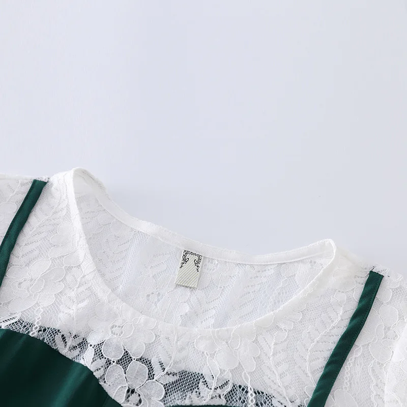 2020 женское летнее платье большого размера зеленое кружевное элегантное