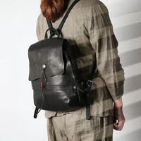new retro black ladies backpack female head layer cowhide handmade original leather bag casual bag backpack