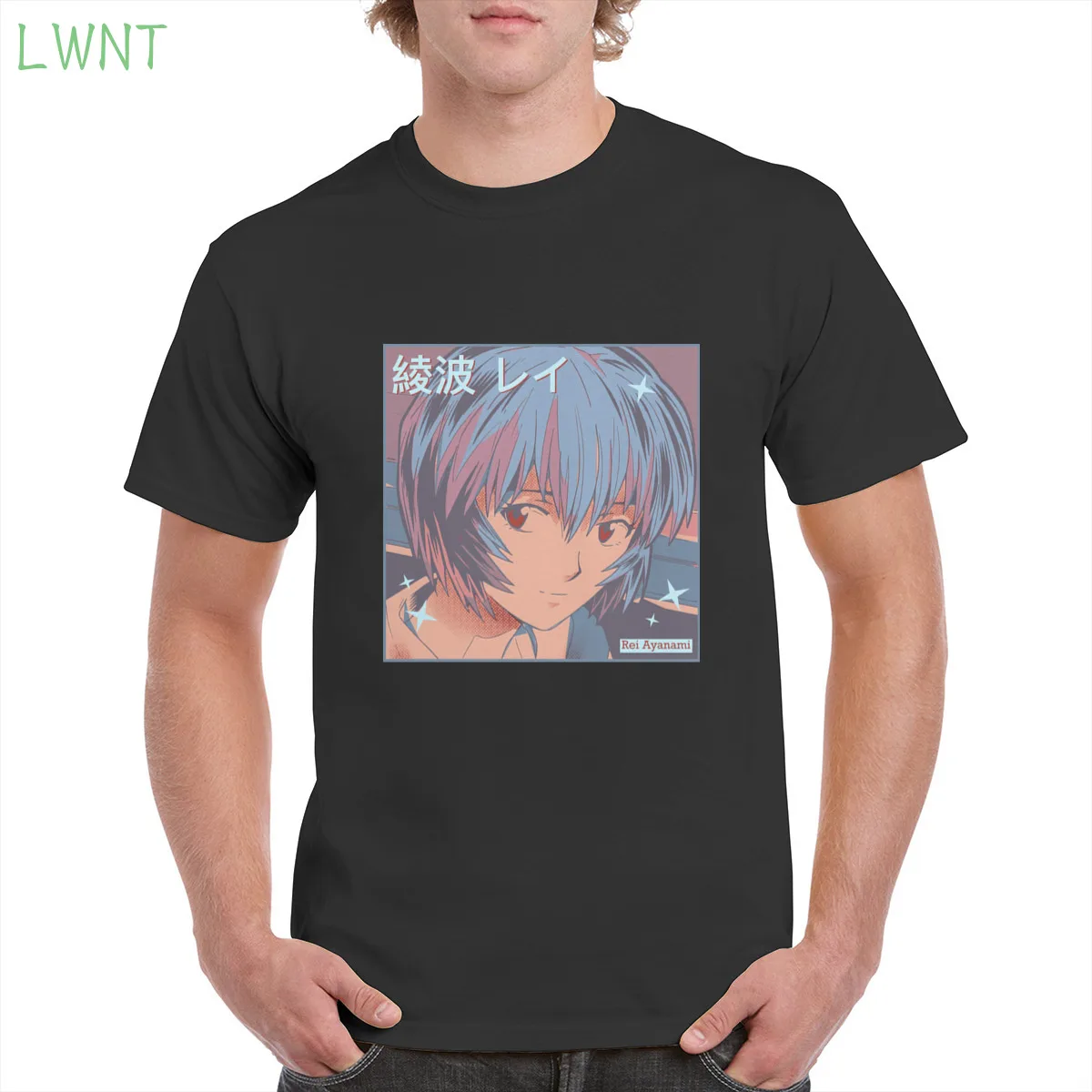 

100% cotton Ayanami-eva print t shirt unisex kawaii cartoon anime graphic tshirt gothic punk top oversized men/women's T-Shirts