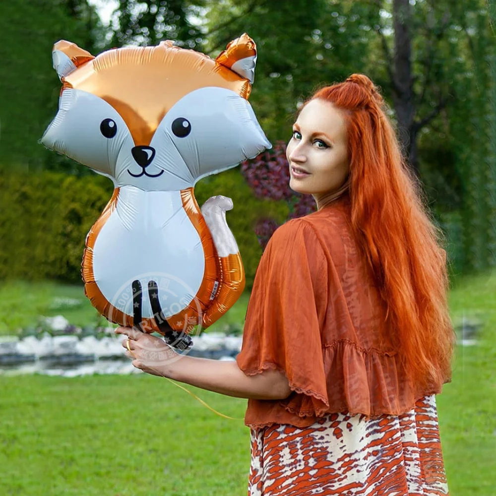 Большой размер 65x48 см лисички воздушные шары из фольги в виде животного день