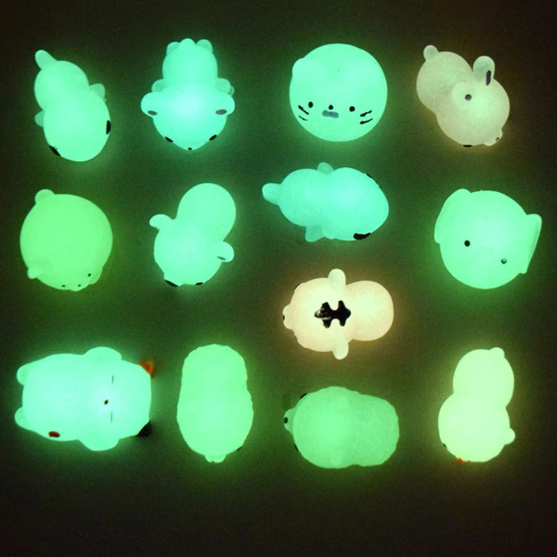 2/5Pcs Mochi Squishy Squeeze Cat Cute Antistress Squish Set Soft Mini Animal Squichy glow in the dark kids Toys for Children