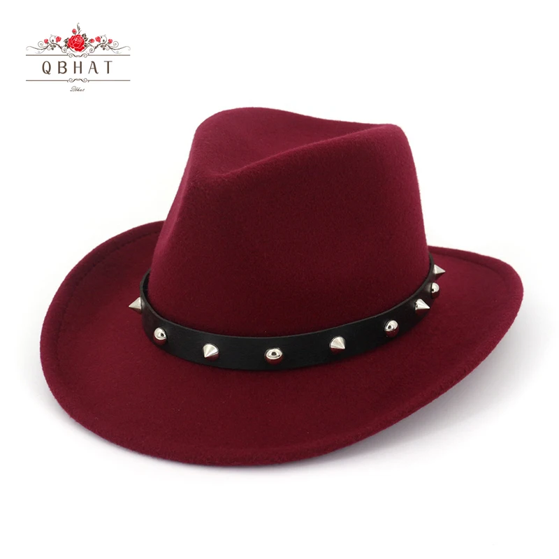 QBHAT унисекс мужские и женские шерстяные Панамы шляпы в западном стиле ковбойские