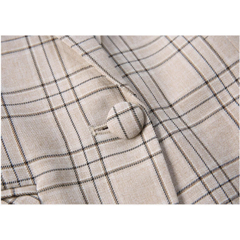 

2021 Spring Summer Elegant Plaid Two Piece Set Women Suit Sexy Office Blazer Work Pants Lady Jumpsuit Set Casual Suits Outfits