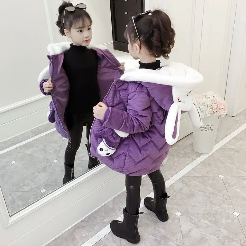 Зимние куртки для девочек Новое Модное детское теплое пальто одежда с капюшоном