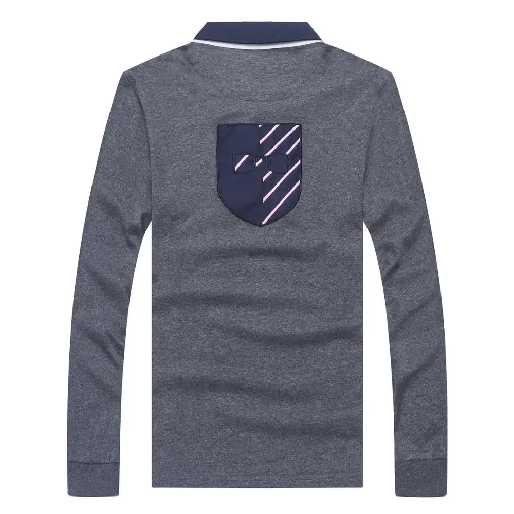 Мужская рубашка поло doxvhd Повседневная с длинным рукавом и вышивкой для регби