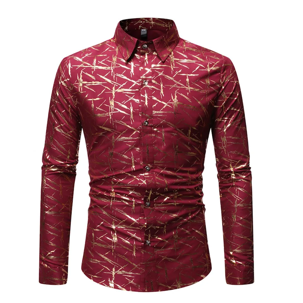 SAGACE роскошная высококачественная мужская позолоченная рубашка на пуговицах с