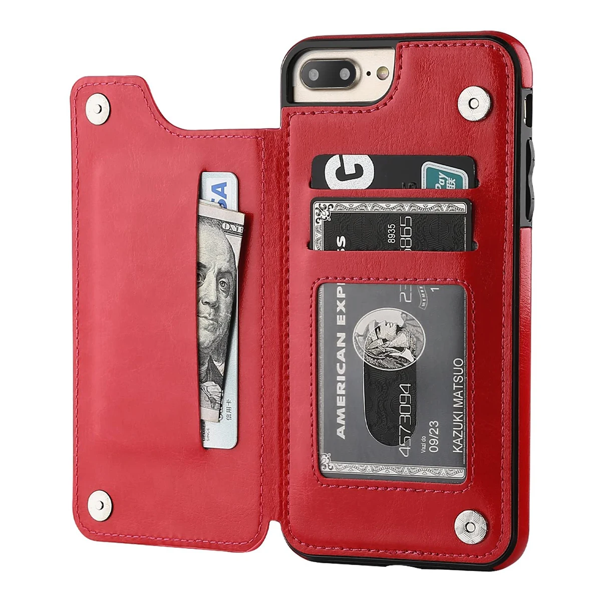 PU кожаный мобильный телефон Чехол для карт двойная магнитная застежка