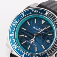 42mm minutetime srpb samurai watch automatic bezel ring aluminum sports waterproof man modified watches rubber watchband blue