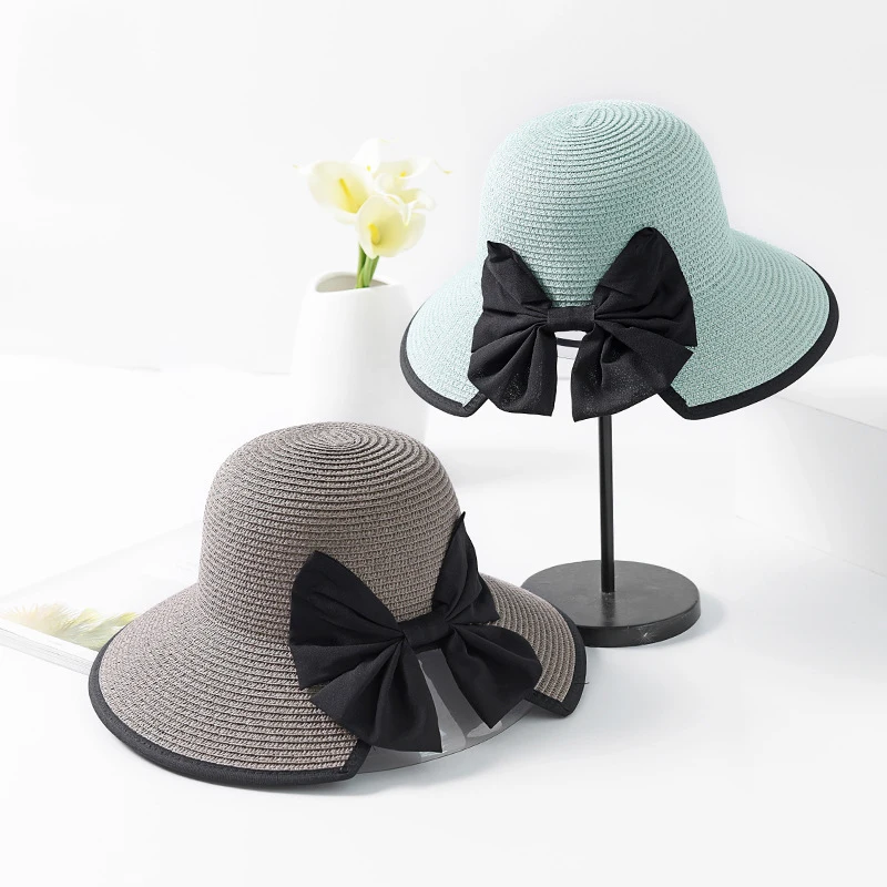 Mingjiebihuo Новая модная шляпа с бантом летняя от солнца для прогулок пляжная отдыха