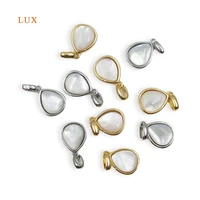 3pcs natural gold silver plated pendants polished shell jewelry pear shape handmade simple classical jewelry for necklace making