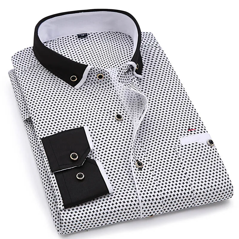 2021 Reserva Aramy  Men's Fashion Casual Long Sleeve Printed Shirt Slim Fit Men's Social Business Formal Shirt Brand Men's S