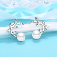 fashion flowers pearls stud earrings women korean ear jewelry
