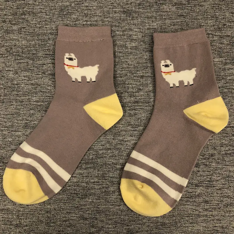 Носки Alpaca Sox кофейного, коричневого, серого цвета, теплые, удобные, милые, каваи ламы, винтажные, Ретро стиль, шерсть, Mori Girl, дропшиппинг - Цвет: Light Alpaca