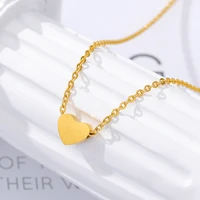 stainless steel heart necklaces for women girls lover rose gold silver color chain female pendant necklace jewelry collier femme