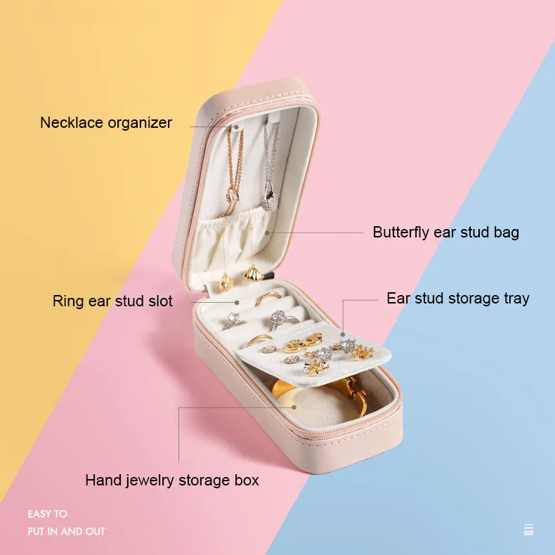 Portable Jewelry Organizers Women Makeup Necklaces Earrings Bracelet Display Necklaces Ring Bracelet Storage Case Accessories