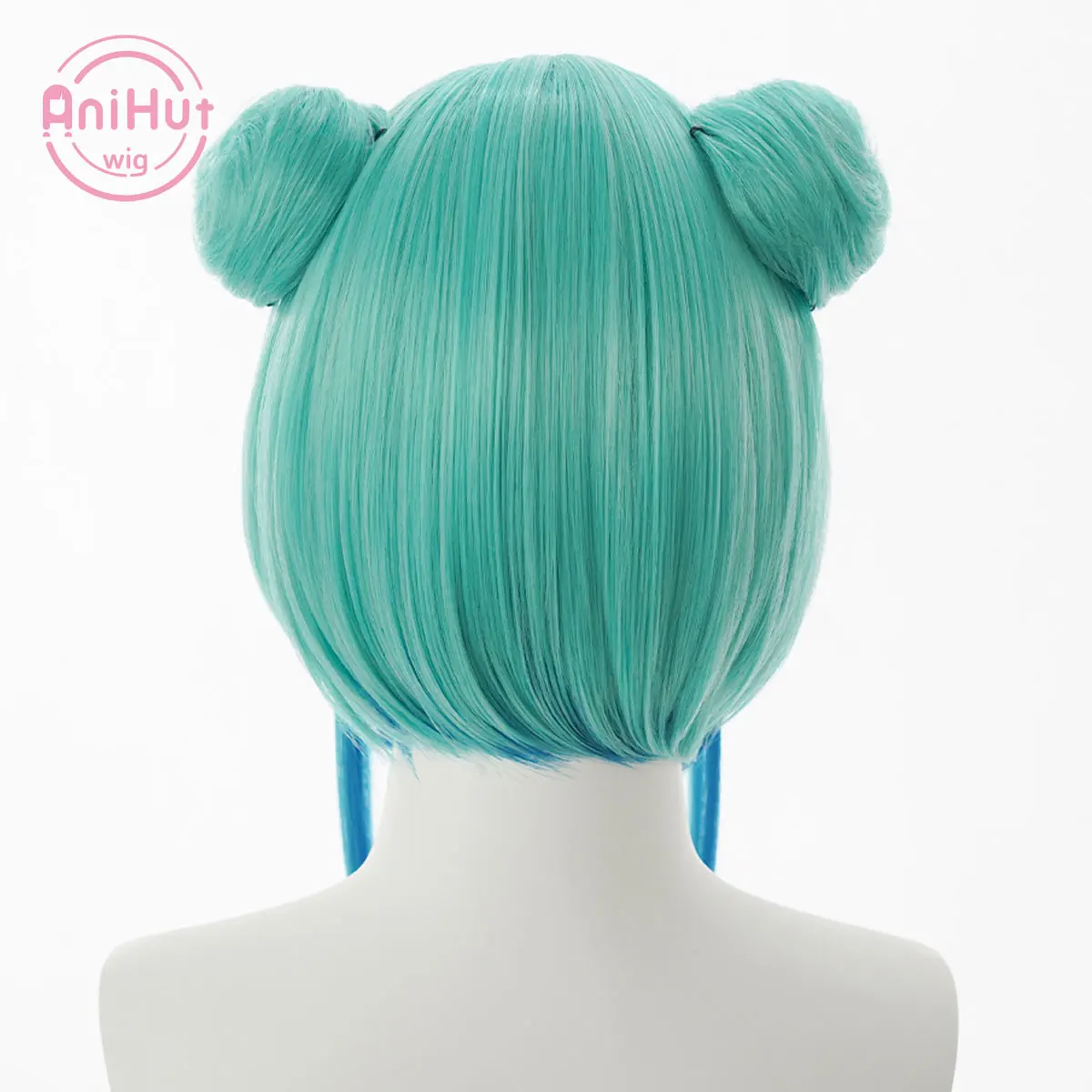 【AniHut】Youtuber Hololive Uruha рашия VTuber зеленый парик для косплея с булочек синтетический