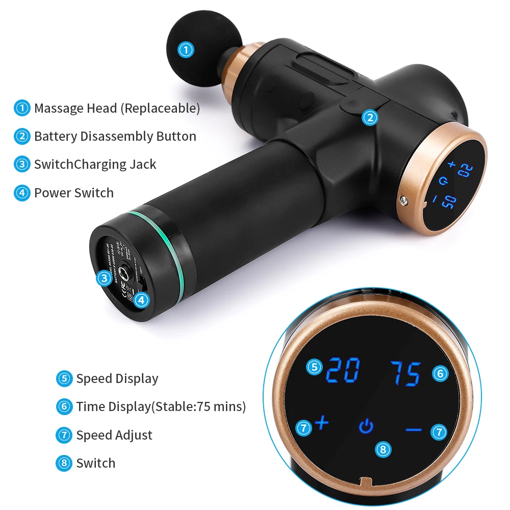 Портативный Массажный пистолет для мышц массажер глубоких тканей