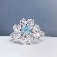 luxury rhinestone crystal adjustable wedding open rings for flower floral women statement engagement fashion jewelry wholesale