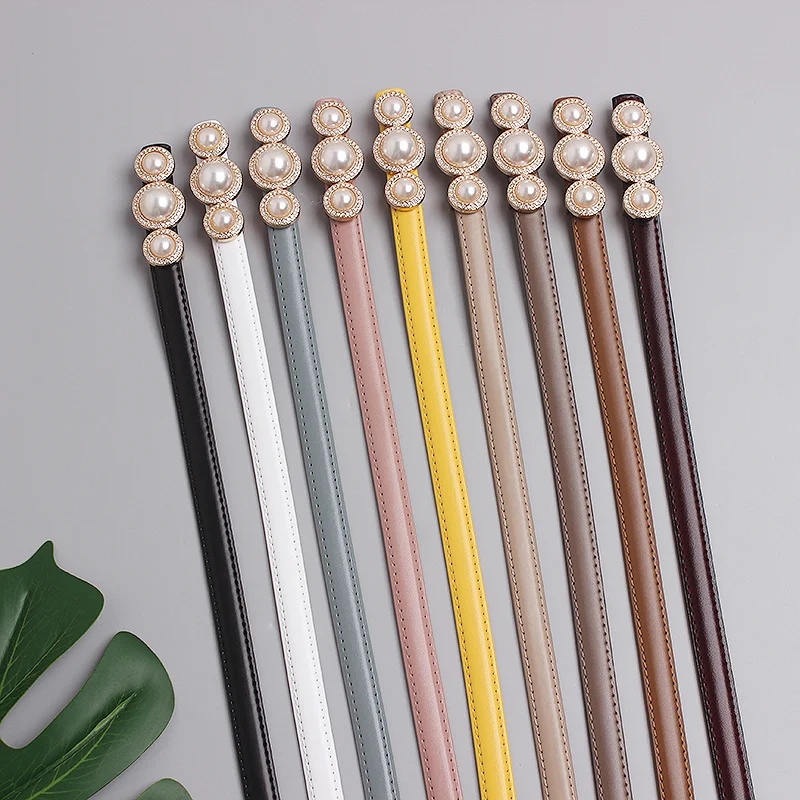 

Японский плотный женский ремень, пояс из коровьей кожи с жемчужной пряжкой, элегантный, регулируемый, легированная кожа