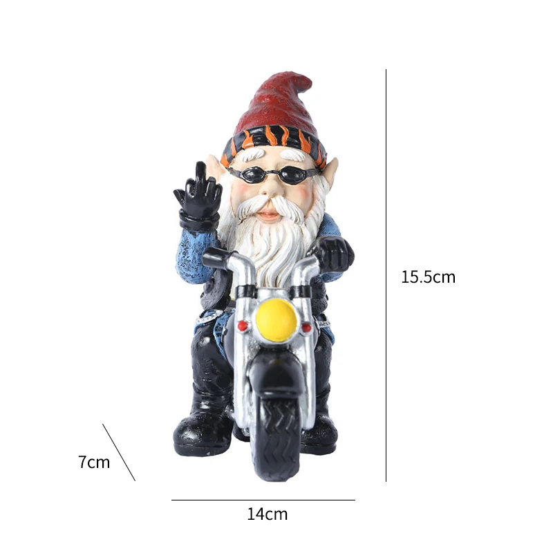 

NORTHEUINS 15.5cm Resin Motorcycle Dwarf Figurines Garden Home Living Room Decoration Statues Sculptures Decorative Figures Gift
