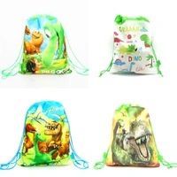 8162432pcslot dinosaur theme cartoon kids birthday gift bag non woven fabric drawstring bag travel storage school backpack