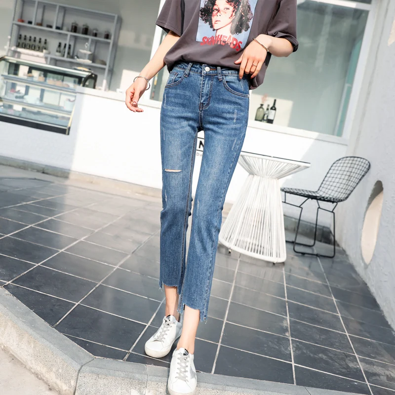 Женские джинсы женские джинсовые брюки черные синие Стрейчевые облегающие для