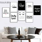 Модный холст, черно-белый Рисунок, принт, постер для макияжа, ресницы, брови, Современная Настенная картина, салон красоты, Декор