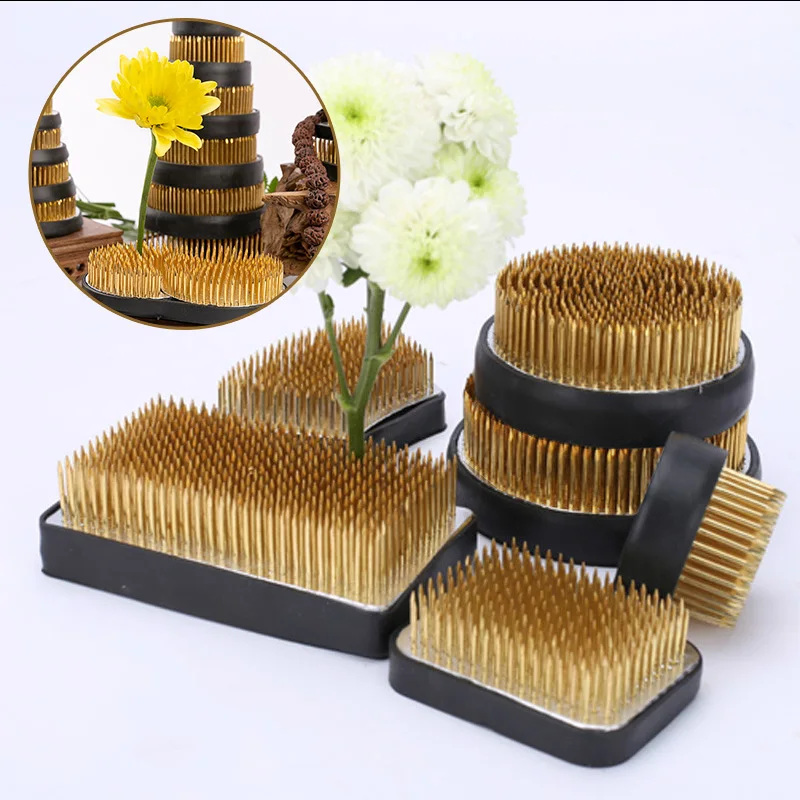 Японская икебана кензан Длинная Круглая игла цветок лягушка зубчик латунная