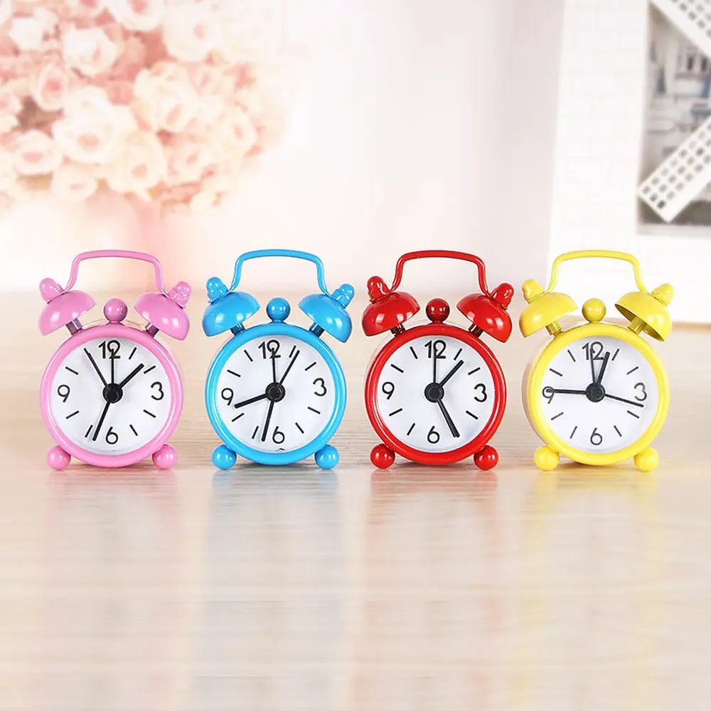 Электронный мини будильник Настольные Цифровые часы с двумя колокольчиками для