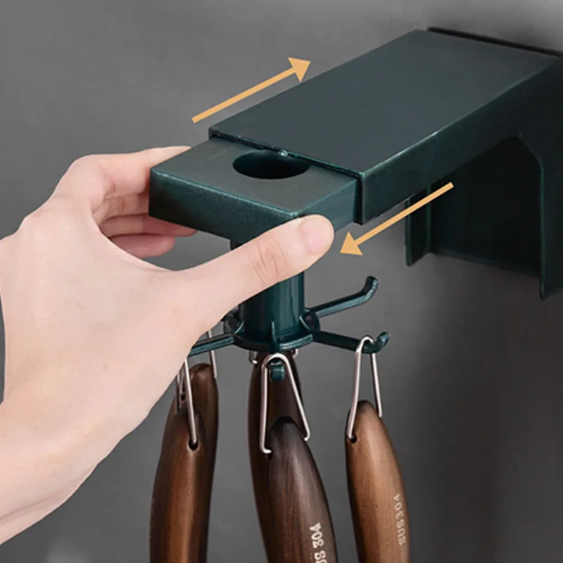 

360 Degrees Rotated Kitchen Hooks Self Adhesive 6 Hooks Home Wall Door Hook Handbag Clothes Ties Bag Hanger Hanging Rack