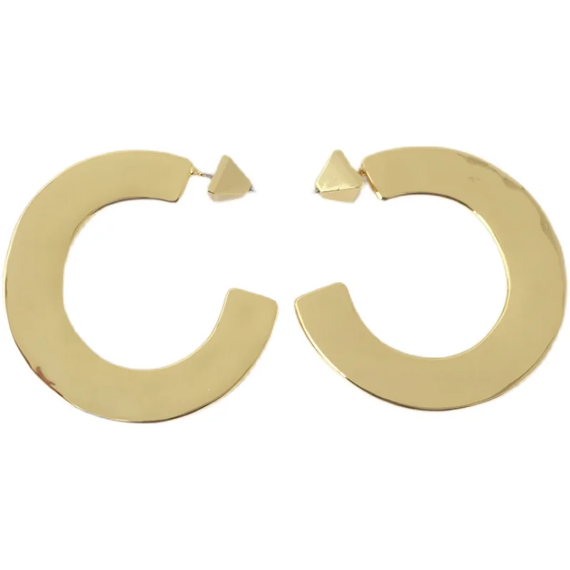 

European and American personality basic metal cool scenery face C-shaped opening fashion earrings earrings for girls