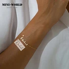 Уникальный индивидуальный браслет Mini-World с именем для письма вручную, ювелирные изделия, фирменная табличка, браслет для женщин, Подарок на годовщину и день рождения