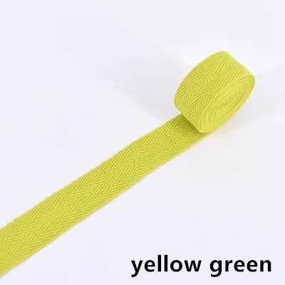 yellow green 20 мм) цветная елочка/хлопчатобумажная лента с саржевым переплетением/хлопчатобумажная тесьма/косой привязки ленты, 50 м/рулон - Цвет: yellow green