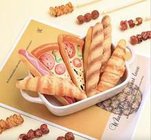 Cute Food Simulation Ballpoint Pen Black Gel Pen Fridge Magnet Hot Dog Bread Croissant Pizza Stationery Office School Supplies