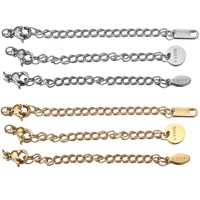 10pcs stainless steel 2 inch gold extension tail chain lobster clasps connector diy jewelry making findings bracelet necklace
