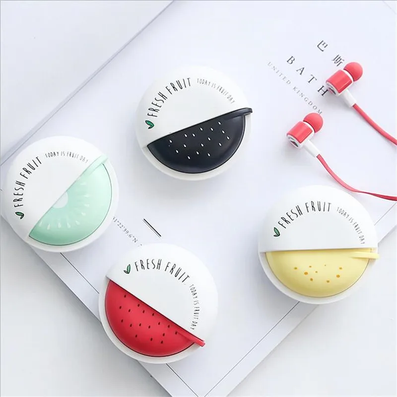 Карамельные красочные наушники с изображением свежих фруктов детские