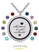 she believed she could floating locket jewelry glass living memory floating birthstones pendant necklace friend gift