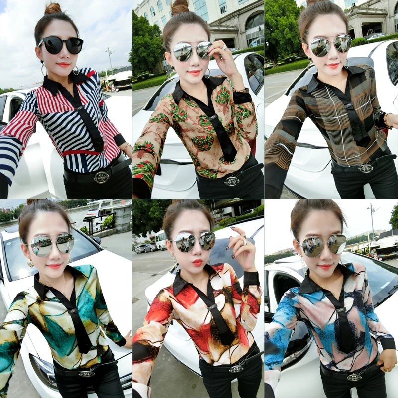 Модная женская блузка с цветочным принтом и длинным рукавом женские рубашки на