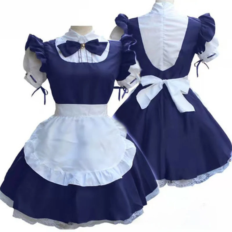 

Anime Cosplay Dress Long Skirt Black and White Apron Cafe Costume Lolita Maid Dress Lace Skirt Halloween Costume for Women