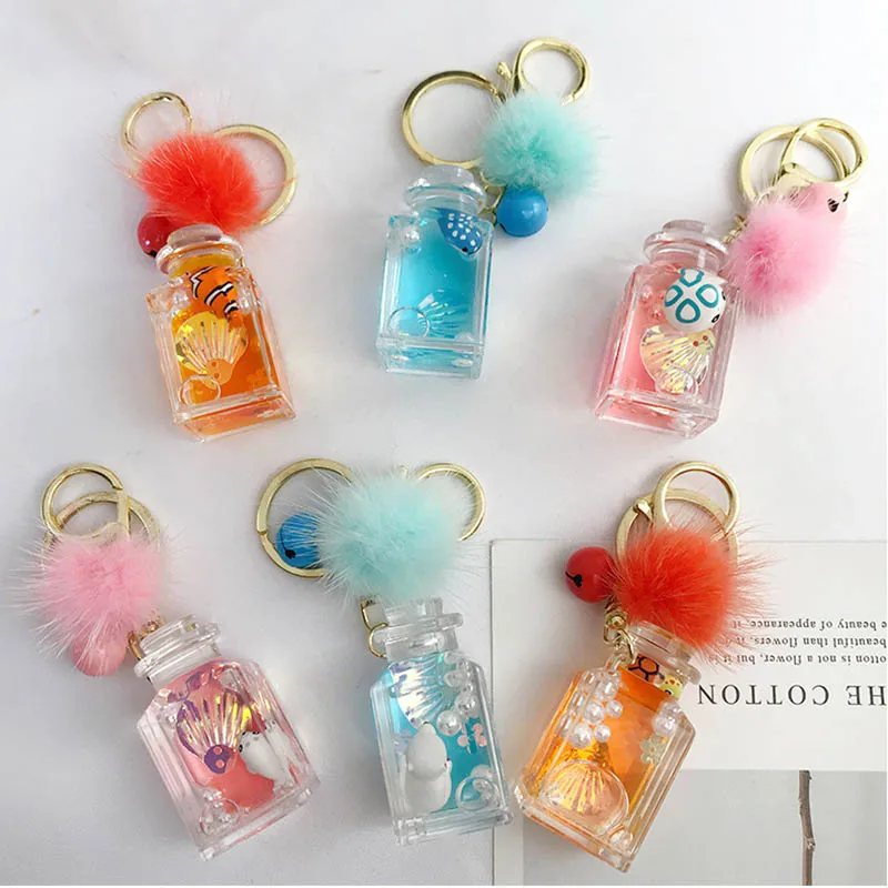 Новинка 2019 милые плавающие брелоки с животными и меховым шариком подвижные