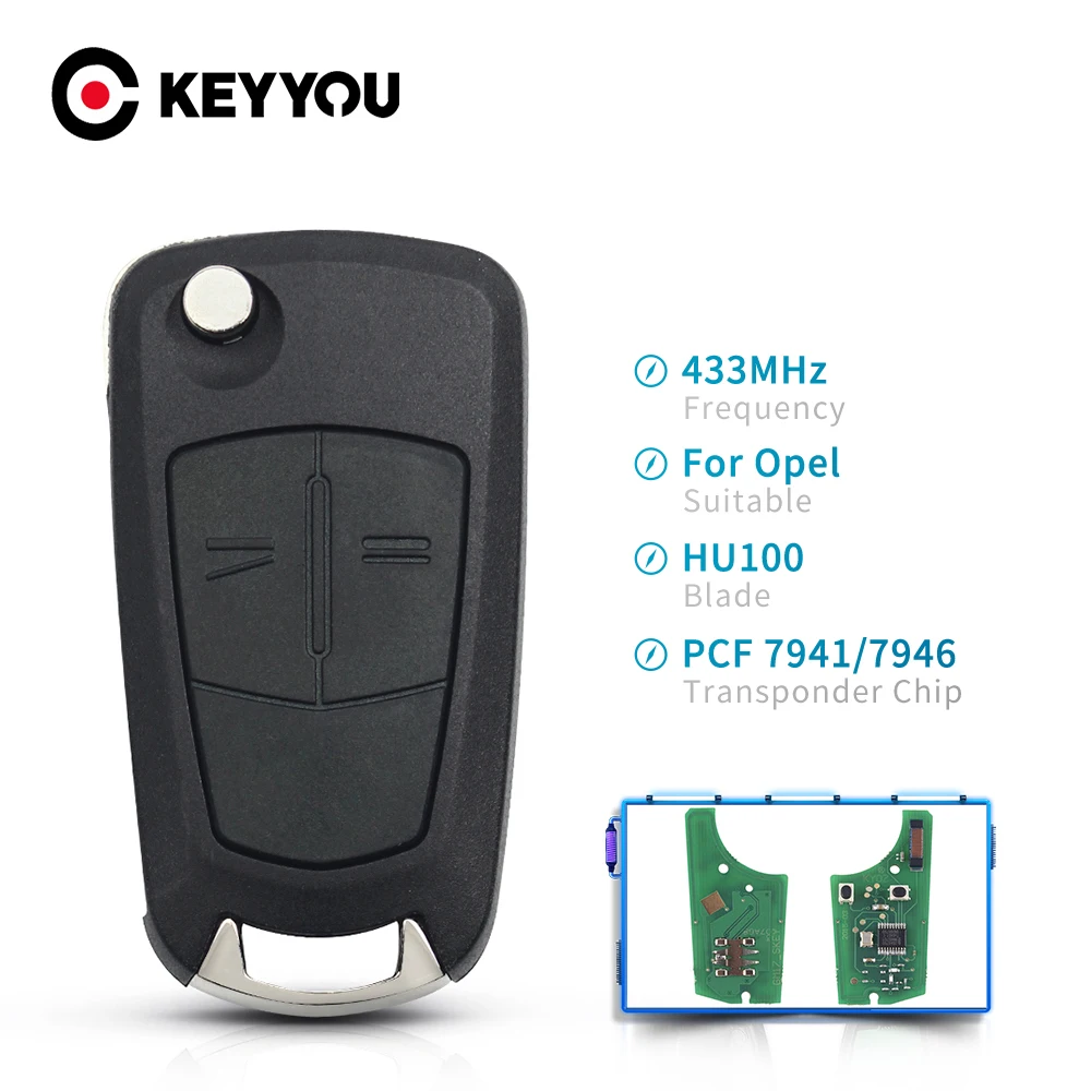 

KEYYOU PCF7946 PCF7941 433MHz Flip Remote Key For Opel Vauxhall Astra H 2004-2009 Zafira B 2005-2013 Vectra C 2002-2008 Signium