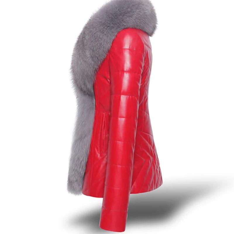 Women Imitation Faux fox fur collar PU Leather Jacket Winter Short Jackets Plus size Womens Fur stitching F1083 | Женская одежда