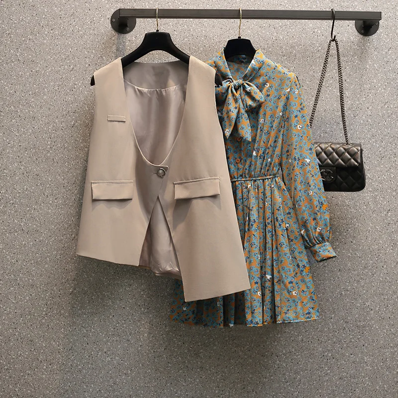 Женское платье с цветочным принтом свободное Повседневное V-образным вырезом и