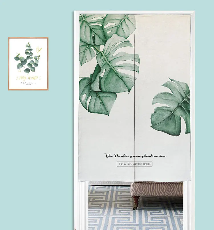 Нордическое зеленое растение занавес для двери полузанавес спальни ванная
